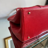 Bolsa Carolina Herrera Tote em Couro Vermelho Ferragem Dourada