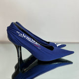 Scarpin Balenciaga Azul Logo Branca