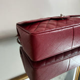 Bolsa Chanel Jumbo Couro Caviar Burgundy Ferragem Prata