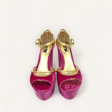 Sandália Dolce & Gabbana em Veludo Pink e Couro Gold