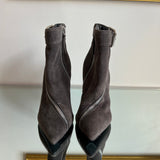 Bota Giuseppe Zanotti Camurça Cinza Dois Ziper e Fivela