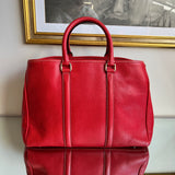 Bolsa Carolina Herrera Tote em Couro Vermelho Ferragem Dourada