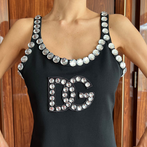 Vestido Dolce & Gabbana Preto com DG e aplicação de Cristal