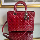 Bolsa Christian Dior Lady Dior Verniz Vinho G