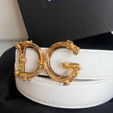 Cinto Dolce e Gabbana Fivela em Dourado em Couro Off White