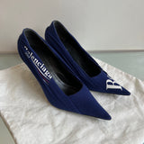 Scarpin Balenciaga Azul Logo Branca