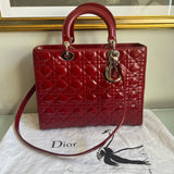 Bolsa Christian Dior Lady Dior Verniz Vinho G