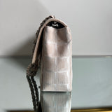 Bolsa Chanel Nude Monogram Classic Single Flap Ferragem Prata Fosca