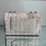 Bolsa Chanel Nude Monogram Classic Single Flap Ferragem Prata Fosca