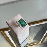 Anel de Esmeralda Emerald Cut 9.71cts com Diamantes Trillion  0.16cts