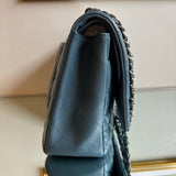 Bolsa Chanel Maxi Couro Lambskin Azul Ferragem Prata
