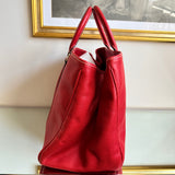 Bolsa Carolina Herrera Tote em Couro Vermelho Ferragem Dourada