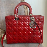 Bolsa Christian Dior Lady Dior Verniz Vinho G