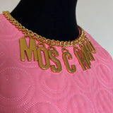 Vestido Moschino Pink com Correntes Gold