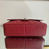 Bolsa Chanel Jumbo Couro Caviar Burgundy Ferragem Prata