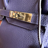 Bolsa Hermès Birkin 30 Officier Special Edition em Couro Togo Blue Encre e Bordeaux