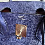 Bolsa Hermès Birkin 30 Officier Special Edition em Couro Togo Blue Encre e Bordeaux