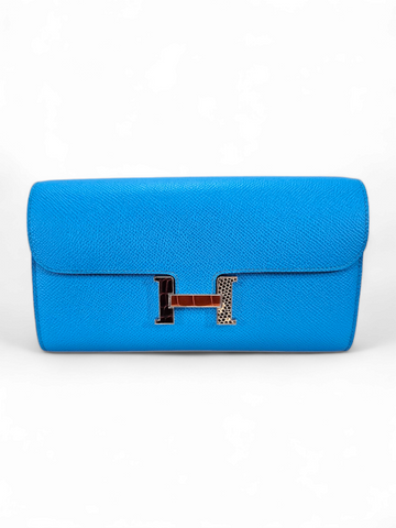 Bolsa Hermès Constance To go em Couro Epsom Azul Ferragem Palladium Exotic