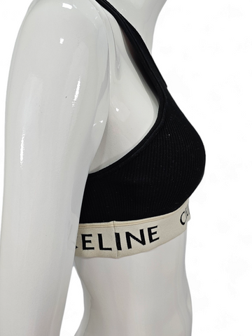 Top Celine Sports Bra In Athletic Knit Black Cream