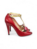 Scarpin Gucci Leather T-Strap Vermelho