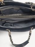 Bolsa Chanel Shopper Preta Caviar com Ferragem Prata Grande