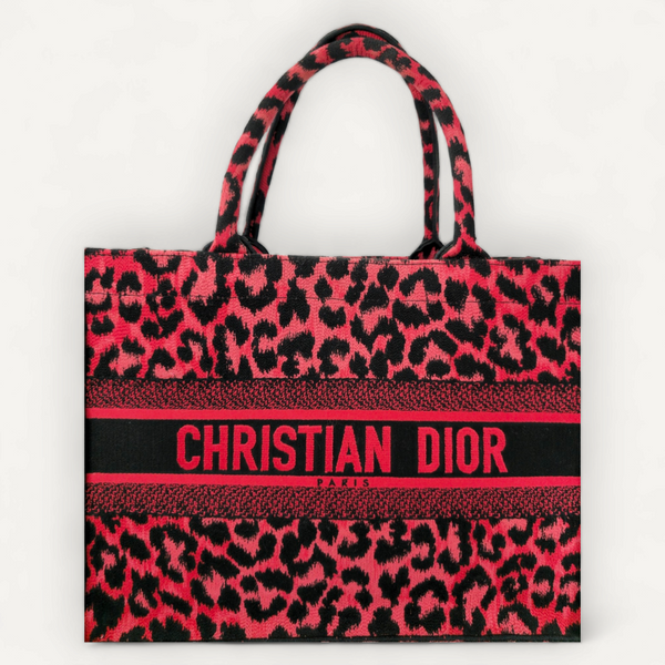 Bolsa Christian Dior Book Tote Animal Print Rosa