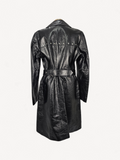 Trench Coat Burberry Couro Preto com Aplicações Prata