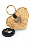 Bolsa Dolce & Gabbana Devotion Crystal Heart Wicker Top Handle