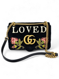 Bolsa Gucci GG Marmont Embroidered Velvet - Preta