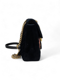 Bolsa Gucci GG Marmont Embroidered Velvet - Preta