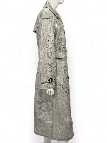 Trench Coat Burberry Laminated Lace In Pale Grey