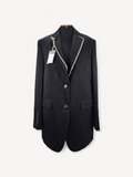 Blazer Burberry Chain-Trimmed Single-Breasted Wool Black