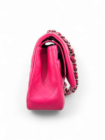 Bolsa  Chanel Jumbo Double Flap em Couro Lambskin Pink Ferragem Prata