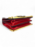 Bolsa Prada Cahier City Calfskin + Saffiano Vermelho e Preto  Ferragem Gold