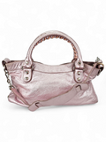 Bolsa Balenciaga Metalizada Rosa Ferragem Prata