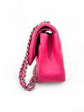 Bolsa  Chanel Jumbo Double Flap em Couro Lambskin Pink Ferragem Prata