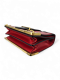 Bolsa Prada Cahier City Calfskin + Saffiano Vermelho e Preto  Ferragem Gold