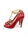 Scarpin Gucci Leather T-Strap Vermelho