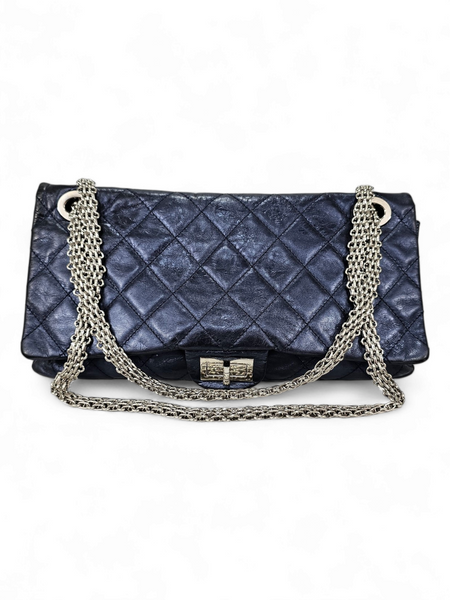 Bolsa Chanel 2.55 Reissue Jumbo Calsfskin Metalizado Azul