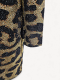 Vestido Philipp Plein em Pedraria Dourado e Preto Animal Print