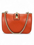 Bolsa Valentino Rockstud Couro Laranja Pequena