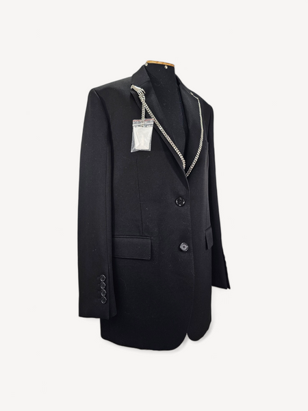 Blazer Burberry Chain-Trimmed Single-Breasted Wool Black