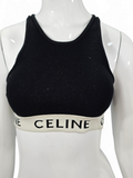 Top Celine Sports Bra In Athletic Knit Black Cream