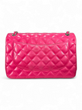 Bolsa  Chanel Jumbo Double Flap em Couro Lambskin Pink Ferragem Prata