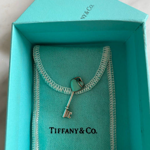 Pendente Tiffany Key mini Heart Turquesa