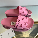 Slide Gucci Rubber GG Rosa