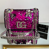 Bolsa Dolce Gabbana Paetês Bicolor Pink e Prata