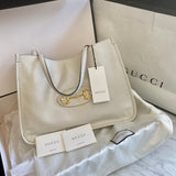 Bolsa Gucci Horsebit 1955 Tote Bag Couro Off White